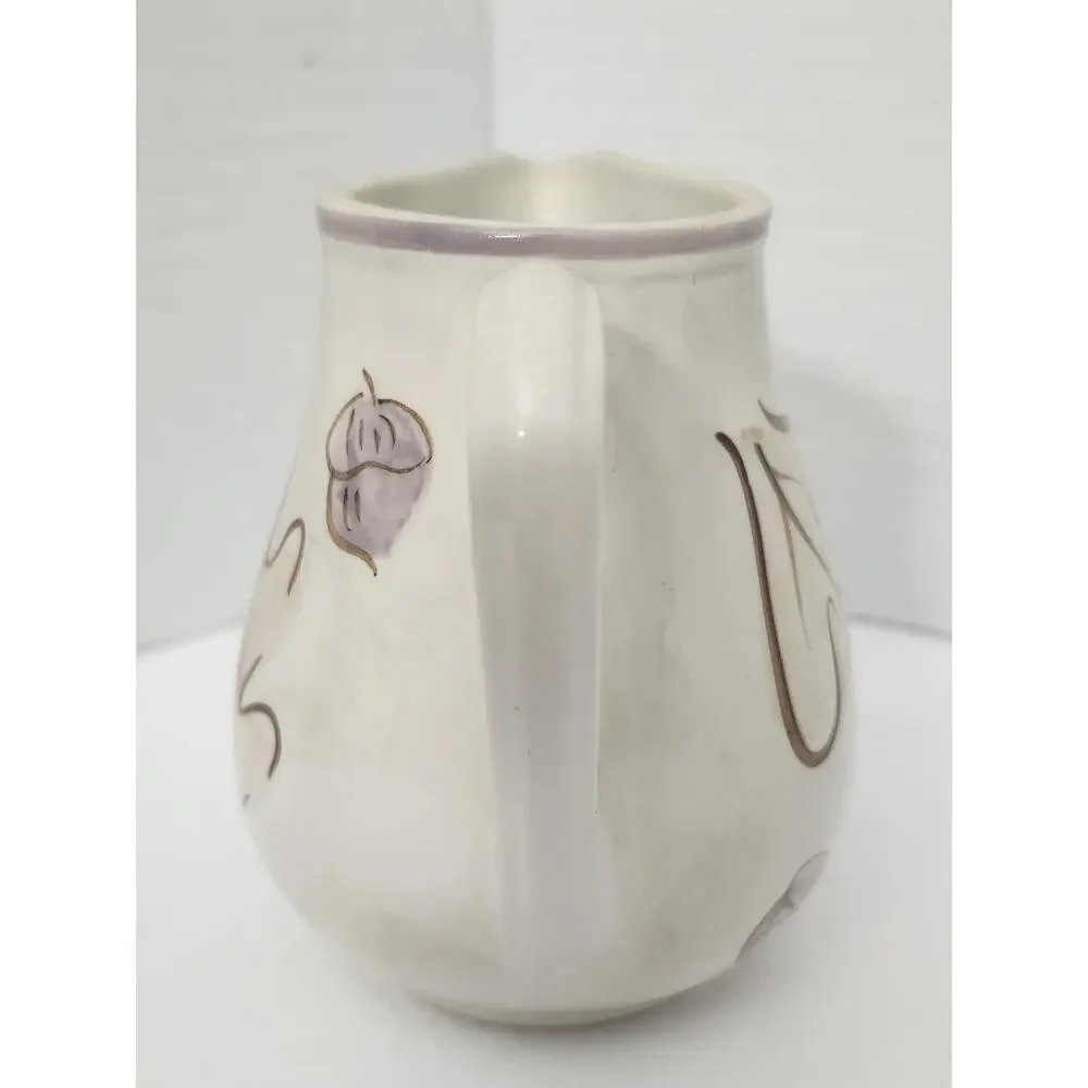 Vintage 2001 April Cornell Ceramic Mini Pitcher Autumn Oak Leaves Acorns Creamer